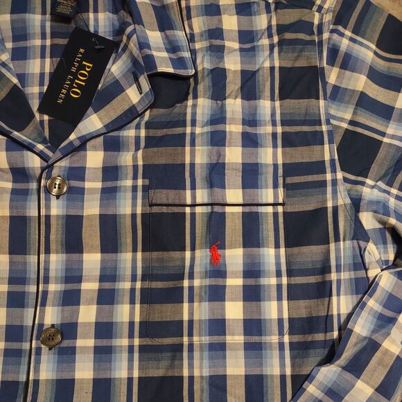 Polo Ralph Lauren P199RL Birdseye 100% Cotton Woven Sleepwear Top ~ Large - Picture 3 of 7